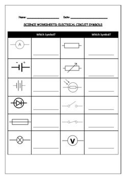 Science Worksheet: Label The Electrical Circuit Symbols by Science Workshop