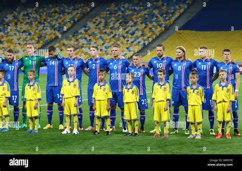 Players of National football team of Iceland listen National anthems Stock Photo: 117885287 - Alamy