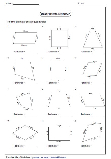 Area And Perimeter Quadrilaterals Worksheet