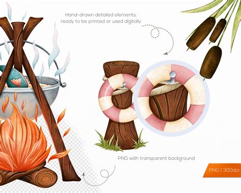 Fishing Clipart Camping Clip Art Watercolor Fishing Supplies Father's Day Clipart Fishing Png ...