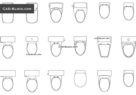 Toilet Plan AutoCAD blocks, 2D DWG drawings