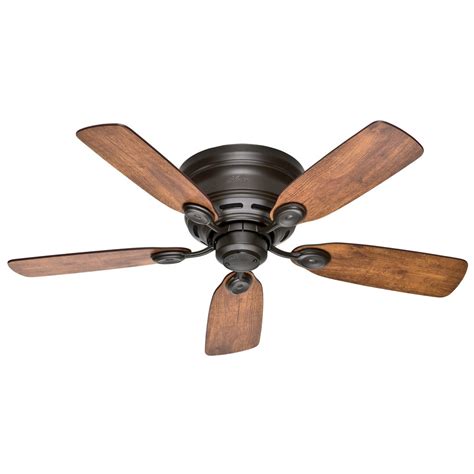 Shop Hunter Low Profile IV 42-in New Bronze Indoor Flush Mount Ceiling Fan at Lowes.com