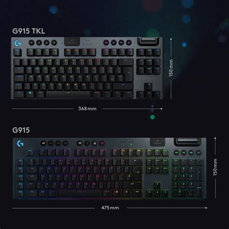 Logitech G915 TKL LIGHTSPEED Wireless Carbon Tactile Switches RGB Gaming Keyboard