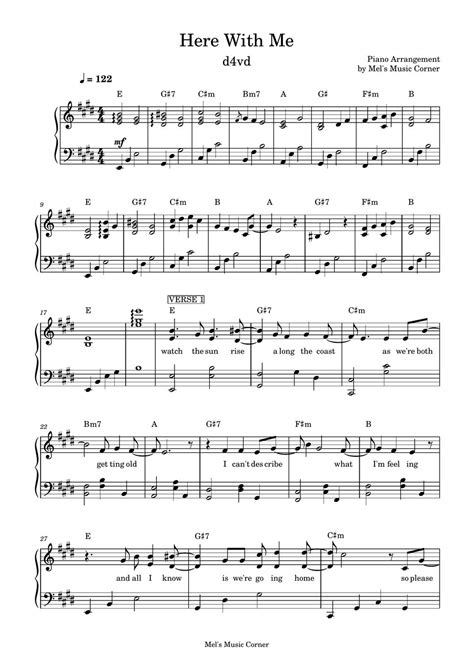 d4vd - Here With Me (piano sheet music) Sheet by Mel's Music Corner