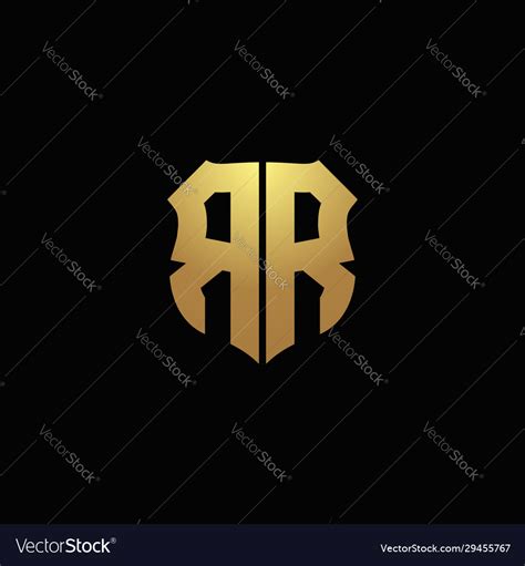 Rr logo monogram with gold colors and shield Vector Image