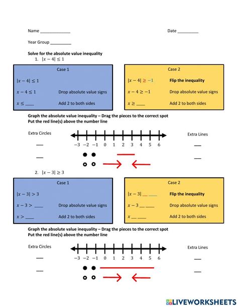 Absolute Value Inequality - Number Line worksheet | Live Worksheets - Worksheets Library