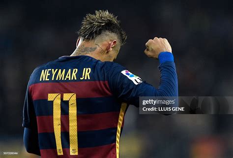 Barcelona's Brazilian forward Neymar celebrates after scoring a goal... News Photo - Getty Images