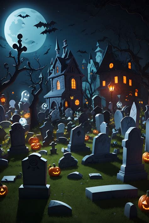 Whimsical Halloween Haven Kid-Friendly 3D Animated Graveyard PNG Images | PNG Free Download ...