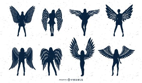 Angel Silhouette Vector Collection Vector Download