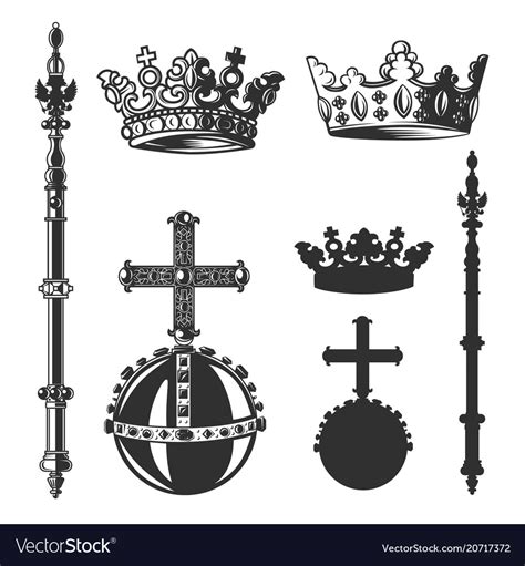 Heraldic symbols monarch set Royalty Free Vector Image