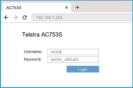 Telstra AC753S Router Login and Password