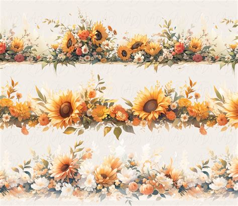 Fall Flower Border Clipart Autumn Floral Borders Clip Art - Etsy