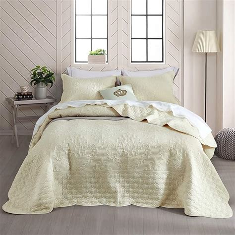 CHIXIN Oversized Bedspread Coverlet Set Ivory - King Size Lightweight Thin Comforter Bedding ...