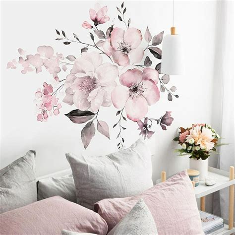 Pink Flowers Removable Vinyl Decal Wall Sticker Mural DIY Art Room Home Decor - Walmart.com ...