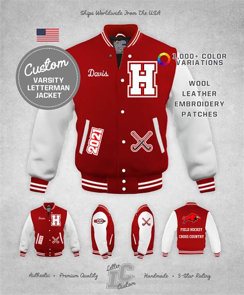 Custom Field Hockey Varsity Jacket White Leather & Bright Red - Etsy