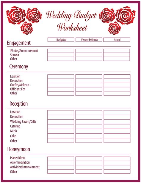 Wedding Planning Budget Template ~ Excel Templates