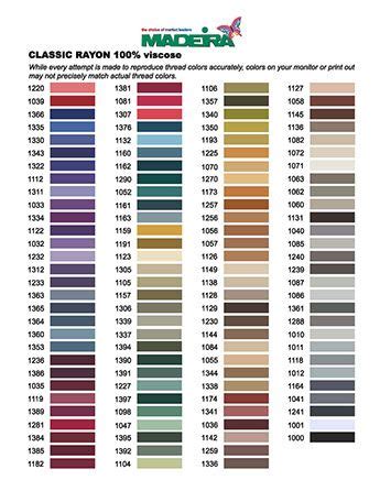 Classic Rayn's Thread Colors Chart