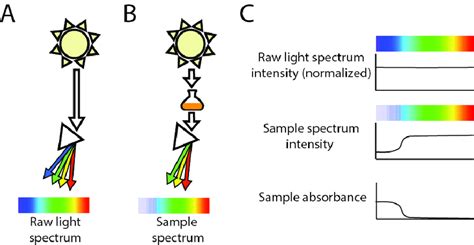 A. White light passing through a prism (triangles) is spread into a... | Download Scientific Diagram