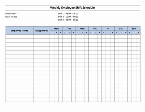 Weekly Employee Shift Schedule Template ~ MS Excel Templates