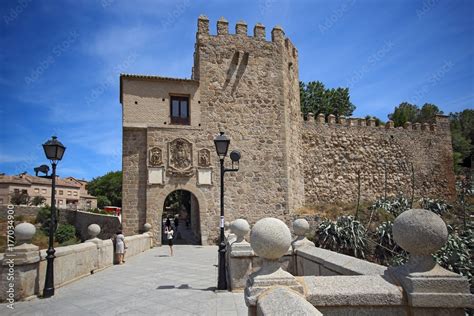 Puente de San Martin (Saint Martin Bridge), Toledo, Spain. The historical city of Toledo is a ...