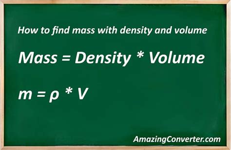 Volume, mass and density - formulas