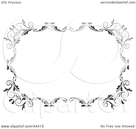 Clipart Illustration of a Horizontal Black And White Scroll Frame Border by Frisko #44415