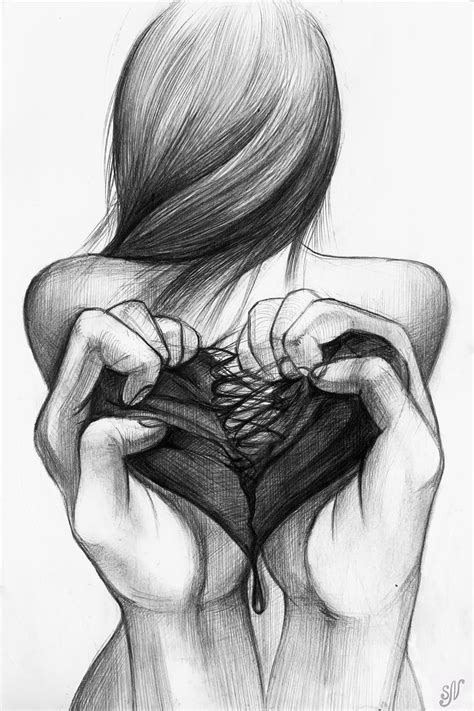 Broken Heart Pencil Drawing