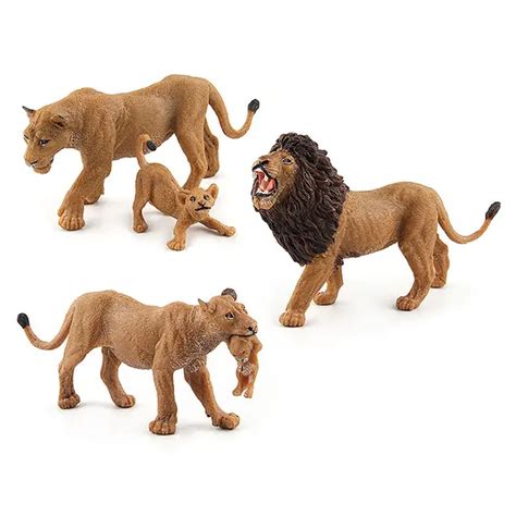 Wild Animal Lion Family Figures Plastic Toys Kids Boys Collection Early Education Simulation ...