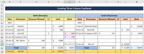 How to Create Three Column Cash Book in Excel - ExcelDemy