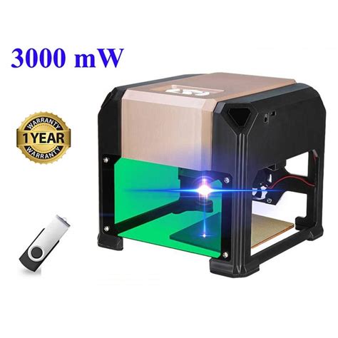 Amazon.com: 3000mW Laser Engraving Machine, 3000mW Mini Desktop Laser Engraver Printer with ...