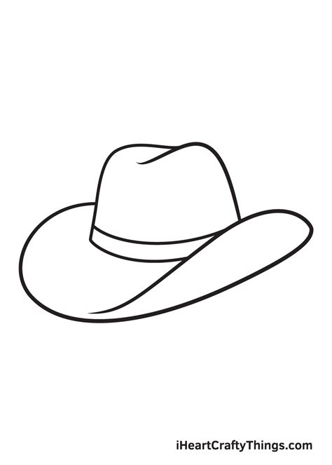 Cowboy Hat Drawing — How To Draw A Cowboy Hat Step By Step