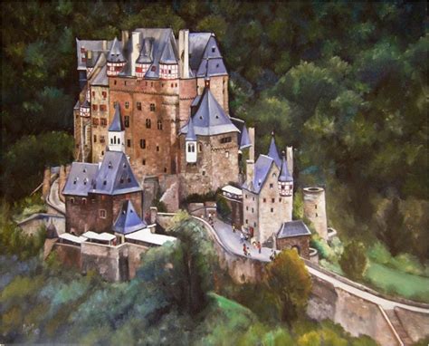 German Castle Oil Painting 15x12in Giclee Print