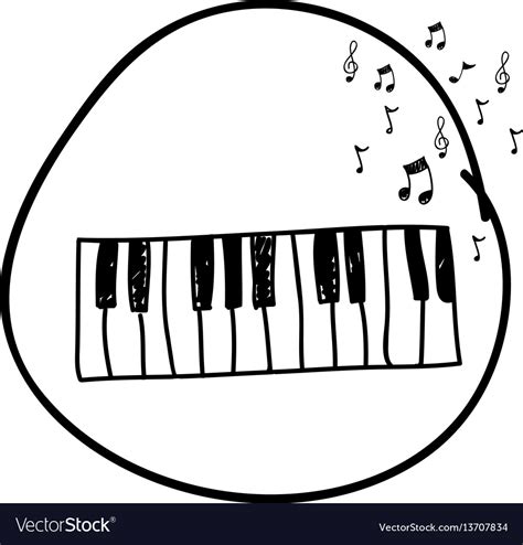 Monochrome hand drawing of piano keyboard Vector Image