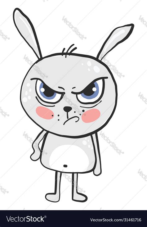 Angry bunny on white background Royalty Free Vector Image