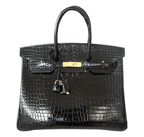 Hermès Birkin 35 Black Porosus Crocodile Bag GHW | Baghunter