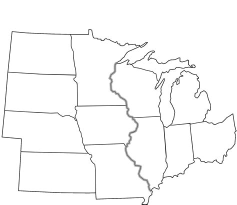 Midwest Region Map Blank - Tourist Map Of English