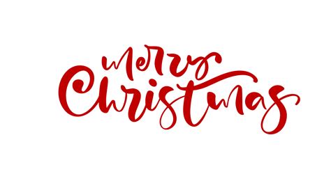 Merry Christmas red calligraphic hand drawn lettering text. Vector illustration Xmas calligraphy ...