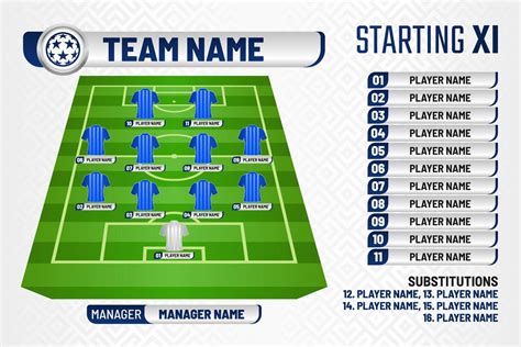 Football graphic for soccer starting lineup squad, Football starting XI, Soccer line up.eps ...