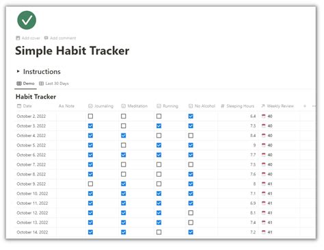 Notion Habit Tracker