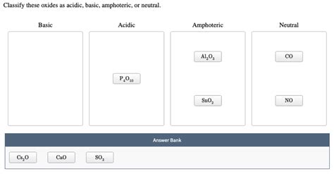 Solved Classify these oxides as acidic, basic, amphoteric, | Chegg.com