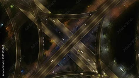 Aerial view of traffic at night Stock Video | Adobe Stock