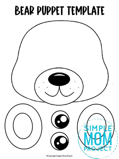 Free Printable Bear Paper Bag Puppet Template | Paper bag puppets, Teddy bear crafts, Paper bag ...