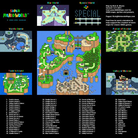 Super Mario World - Overworld Super Nintendo SNES Map