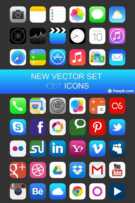 iOS 7 Vector Icons - Icons - Fribly | Free icon set, Web design freebies, Icon set vector