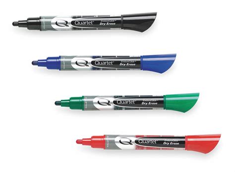 QUARTET Dry Erase Markers, Bullet, Marker Cap Capped, Barrel Type Original, Number of Markers 4 ...