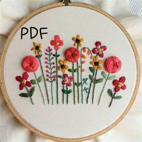 DIY Hand Embroidery Pattern PDF Hand Embroidered Flower | Etsy