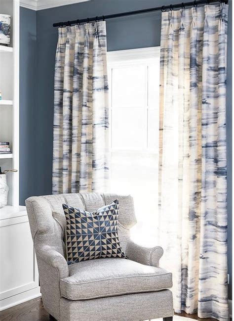 Blue white curtains gray white drapes curtain panels watercolor print – JLL HOME