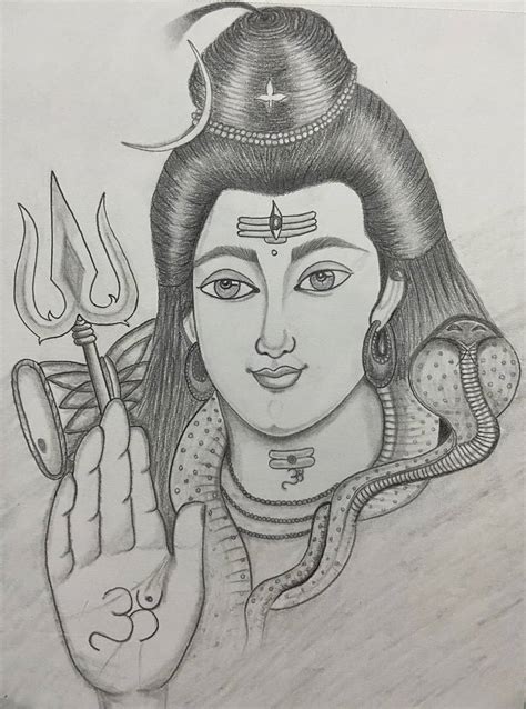 Line Pencil Sketch Vector Drawing Of Lord Shiva, 50% OFF