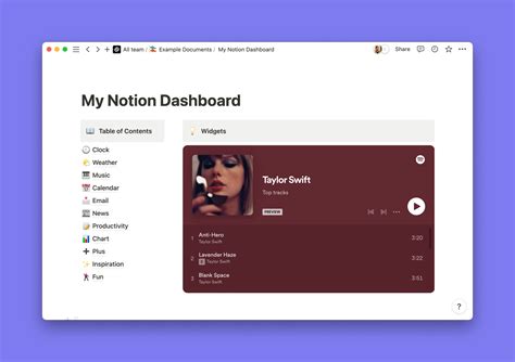 Spotify widget for Notion | Plus