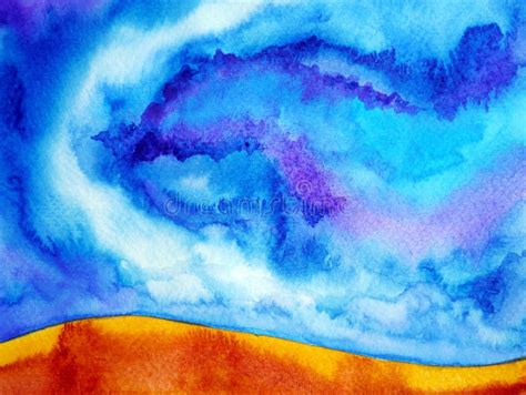 Abstract Art Desert Night Mind Spiritual Watercolor Painting Illustration Design Hand Drawing ...